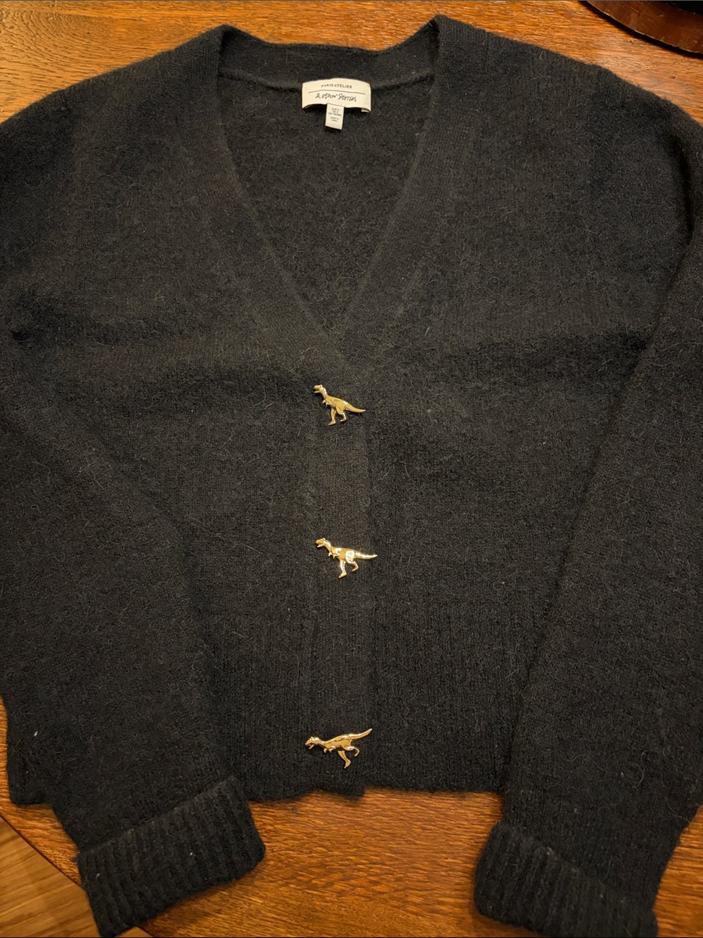 & other Stories Wool/ Alpaca Mix (see label for %) Black V-Neck Button Cardigan
